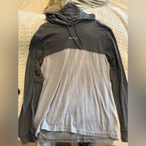 RVCA Men's Black and Gray Hoodie Shirt